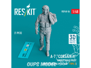 ResKit Figurine RSF48-0056 Pilote d'avion grec A-7 Corsair II en position debout - Type 2 1pièce imprimé en 3D 1/48