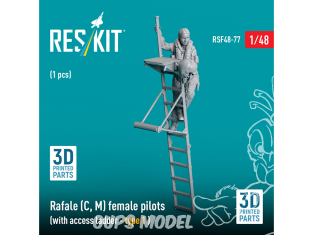 ResKit Figurine RSF48-0077 Pilote Femme de Rafale C, M avec échelle d'accès type 1 1pièce imprimé en 3D 1/48