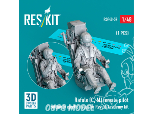 ResKit Figurine RSF48-0059 Pilote de Rafale C, M assise sur un siège éjectable pour kit Revell/Academy 1pièce imprimé 3D 1/48