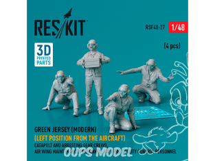ResKit Figurine RSF48-0027 Maillot vert Moderne Position gauche de l'avion Catapulte et équipages de dispositif d'arrêt 1/48