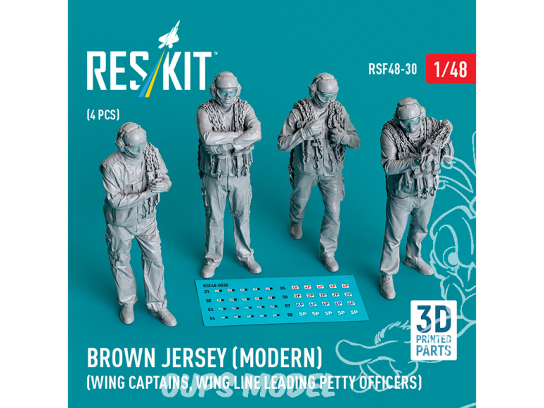 ResKit Figurine RSF48-0030 Maillot marron moderne capitaines d'escadre sous-officiers principaux de ligne d'escadre 4p 3D 1/48