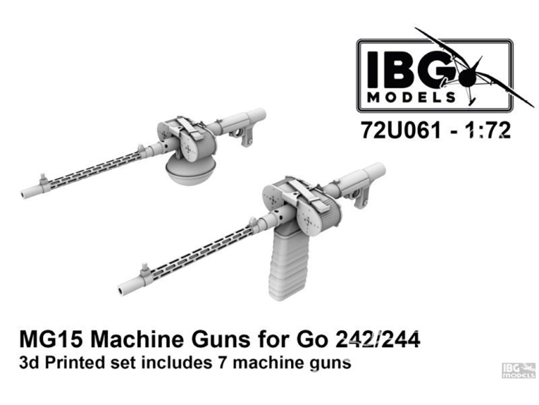 IBG maquette Avion 72U061 Mitrailleuses MG15 pour Gotha Go-242/244 1/72