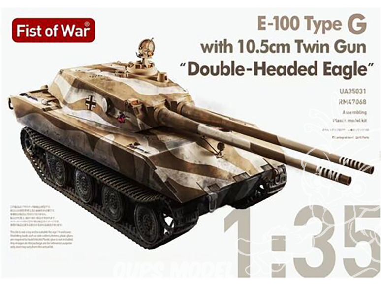 Modelcollect maquette militaire UA35031 E100 Type G, avec canon jumelé de 105 mm, « Aigle à double tête »1/35