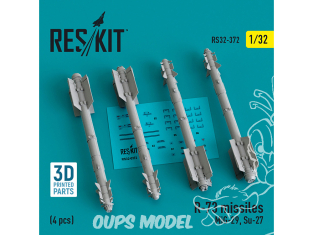 ResKit kit armement Avion RS32-0372 Missiles R-73 4 pièces imprimés en 3D 1/32