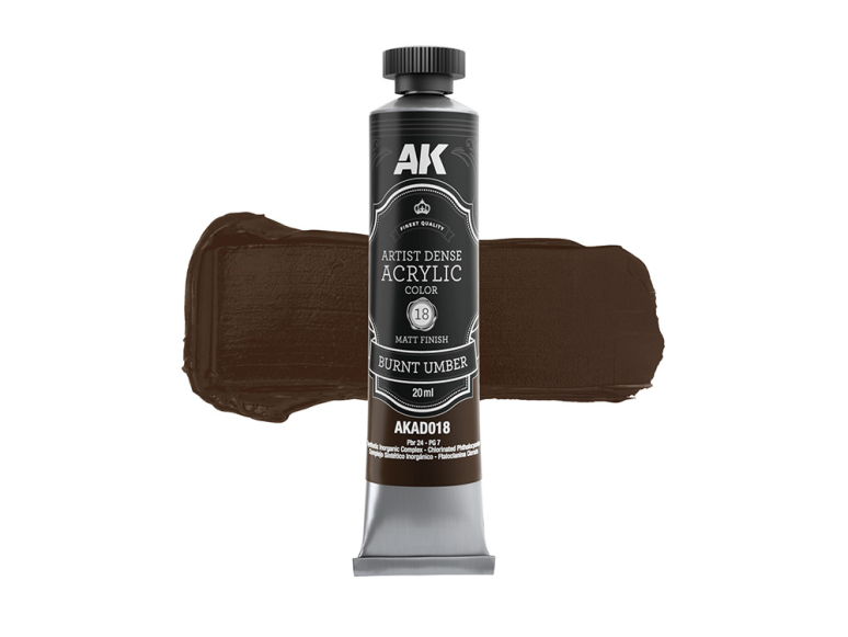 Ak Interactive AKD018 ARTISTIC DENSE ACRYLIC COLOR TERRE D'OMBRE BRÛLÉE