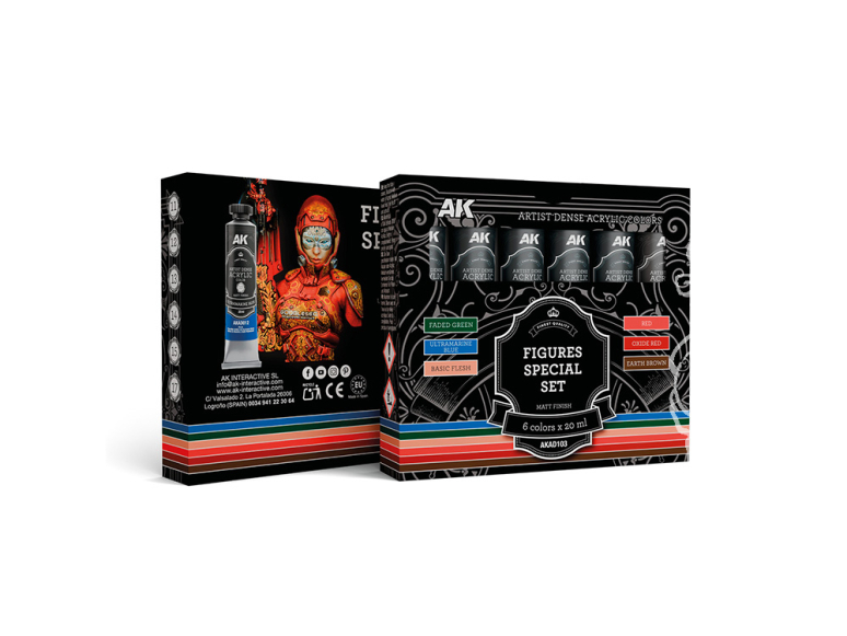 Ak Interactive AKD103 ARTISTIC DENSE ACRYLIC COLOR SET ENSEMBLE SPÉCIAL FIGURINES