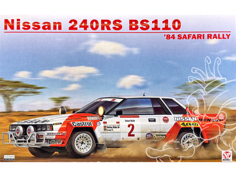 Beemax maquette voiture B24041 Nissan 240RS BS110 1984 Rallye Safari 1/24