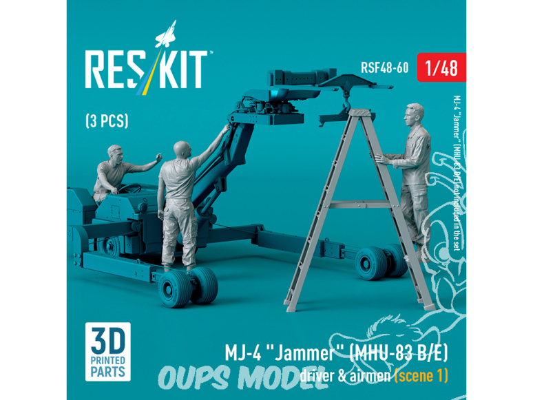ResKit Figurine RSF48-0060 Conducteur et aviateurs du Jammer MJ-4 MHU-83 B/E, scène 1, 3 pièces imprimées en 3D 1/48