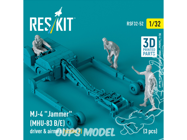 ResKit Figurine RSF32-0052 Conducteur et aviateurs du Jammer MJ-4 MHU-83 B/E, scène 2, 3 pièces imprimées en 3D 1/32