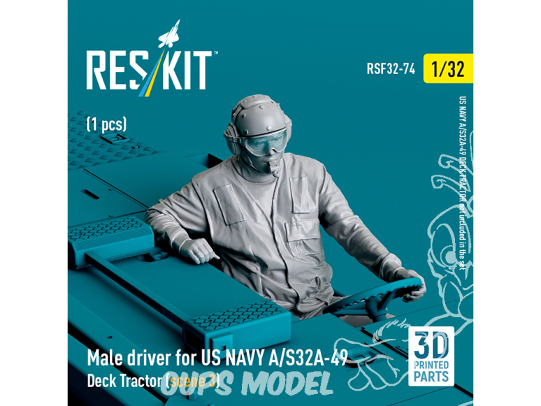 ResKit Figurine RSF48-0074 Conducteur masculin pour tracteur de pont US NAVY A/S32A-49 scène 3 1 piéce imprimé en 3D 1/32