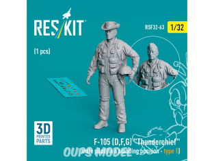 ResKit avion RSF32-0063 Pilote masculin F-105B,D Thunderchief en position debout type 1 1p imprimé en 3D 1/32