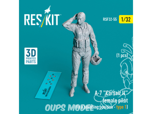ResKit avion RSF32-0055 Pilote Femme d'A-7 Corsair II en position debout type 1 1p imprimé en 3D 1/32