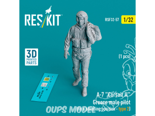 ResKit Figurine RSF32-0057 Pilote d'avion grec A-7 Corsair II en position debout Type 2 1pièce imprimé en 3D 1/32