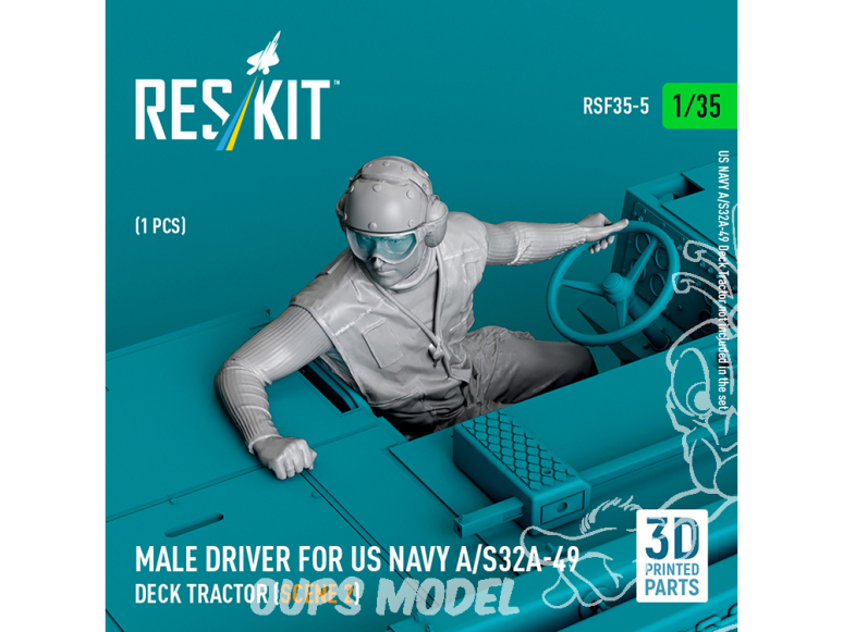 ResKit Figurine RSF35-0005 Conducteur masculin pour tracteur de pont US NAVY A/S32A-49 scène 2 1 piéce imprimé en 3D 1/35
