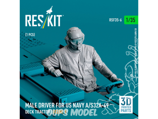 ResKit Figurine RSF35-0006 Conducteur masculin pour tracteur de pont US NAVY A/S32A-49 scène 3 1 piéce imprimé en 3D 1/35