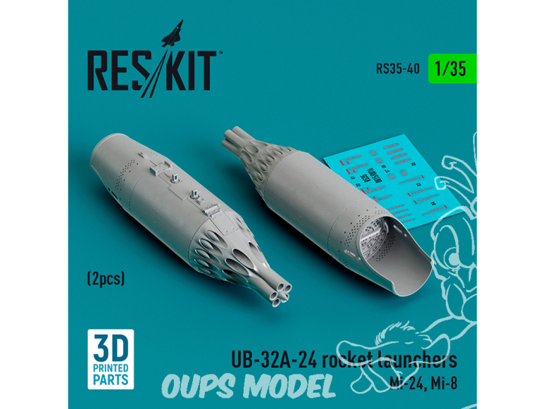 ResKit kit armement Helico RS35-0040 LANCE-ROQUETTES UB-32A-24 2 PIÈCES IMPRIMÉES EN 3D 1/35