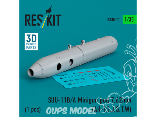 ResKit kit armement Helico RS35-0011 SUU-11B/A MINIGUN POD 7,62MM 1 PIÈCE IMPRIMÉE EN 3D 1/35