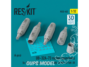 ResKit kit armement Avion RS32-0452 LANCE-ROQUETTES UB-32A-73 4 PIÈCES IMPRIMÉES EN 3D 1/32