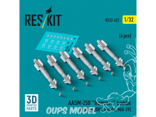 ResKit kit armement Avion RS32-0422 AASM-250 « MARTEAU » 6 pièces imprimées en 3D 1/32
