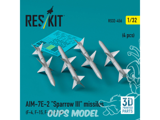 ResKit kit armement Avion RS32-0456 Missiles AIM-7E2 « SPARROW III » 4 pièces imprimées en 3D 1/32