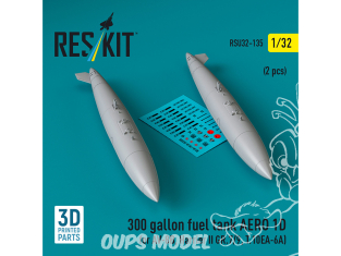 ResKit amelioration RSU32-0135 Réservoir carburant AERO 1D 300 gallons AV-8B, Harrier II GR.7/9, T.10 2pièces 3D 1/48