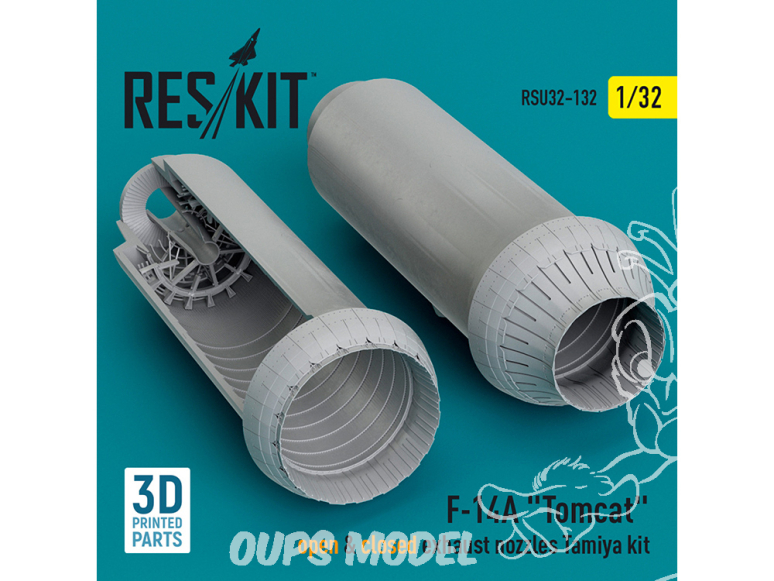 ResKit amelioration RSU32-0132 Kit Tamiya de tuyères d'échappement ouvertes et fermées pour F-14A "Tomcat" (imprimé en 3D) 1/32