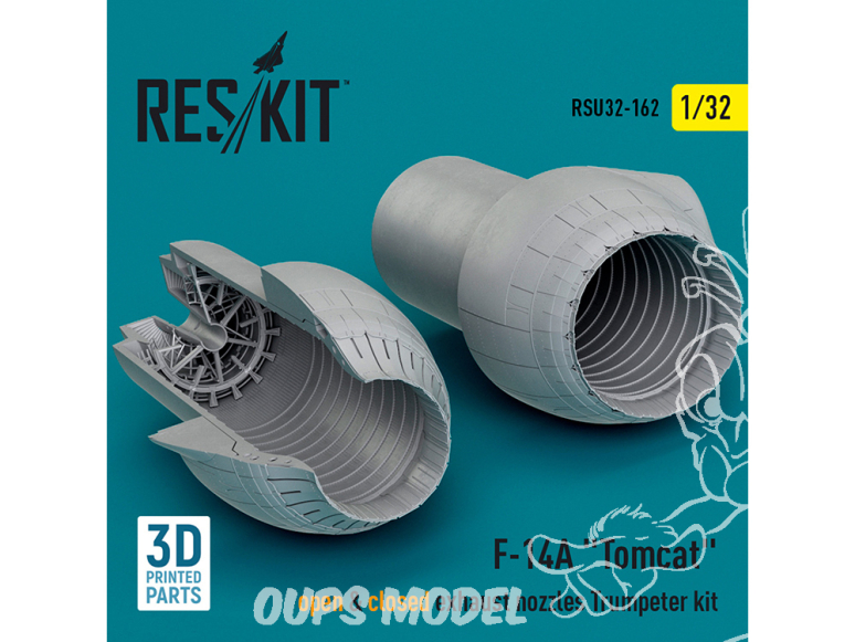 ResKit amelioration RSU32-0162 Buses d'échappement ouvertes et fermées du F-14A « Tomcat » Kit Trumpeter imprimé en 3D 1/32