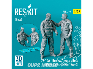 ResKit avion RSF32-0045 Pilotes masculins OV-10A Bronco en position debout type 2 2p imprimés en 3D 1/32