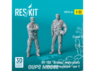 ResKit avion RSF32-0044 Pilotes masculins OV-10A Bronco en position debout type 1 2p imprimés en 3D 1/32