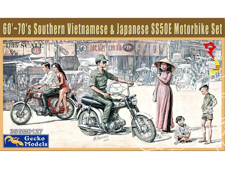 Gecko Models maquettes militaire 35GM0127 60’~70's Southern Vietnamese & Japanese Motorbike 1/35