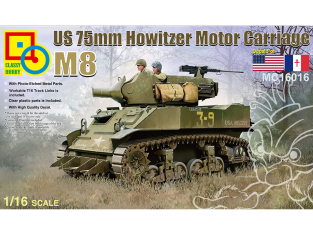 Classy Hobby maquette militaire 16016 US 75mm M8 Howitzer Motor Carriage inclus France libre 1/16