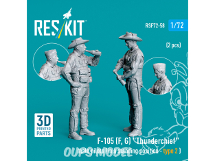 ResKit Figurine RSF72-0058 F-105F, G THUNDERCHIEF PILOTES HOMMES EN POSITION DEBOUT TYPE 2 2 PIÈCES IMPRIMÉES EN 3D 1/72