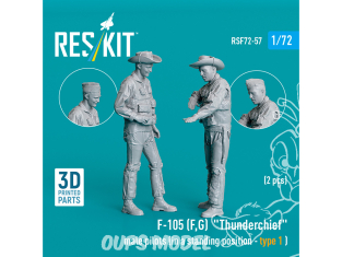 ResKit Figurine RSF72-0057 F-105F, G THUNDERCHIEF PILOTES HOMMES EN POSITION DEBOUT TYPE 1 2 PIÈCES IMPRIMÉES EN 3D 1/72