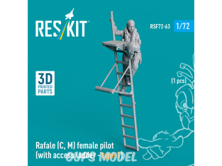 ResKit Figurine RSF72-0063 Pilote Femme de Rafale C, M avec échelle d'accès type 1 1pièce imprimé en 3D 1/72