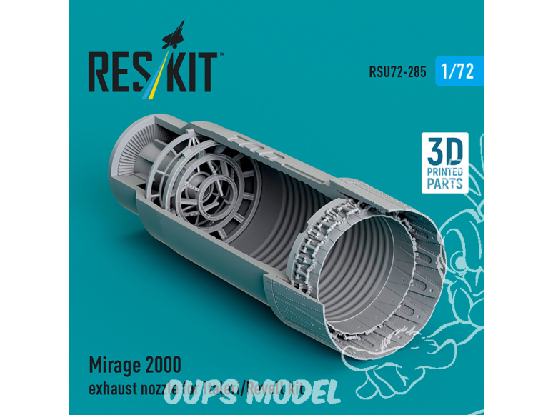 ResKit amelioration RSU72-0285 Buse d'échappement Mirage 2000 pour kit Italeri ou Revell Impression 3D 1/72