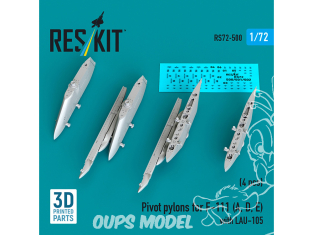 ResKit kit armement Avion RS72-0500 Pylônes pivotants pour F-111A, D, E avec LAU-105 4 pièces 1/72