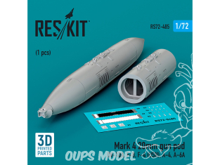 ResKit kit armement Avion RS72-0485 Support de canon Mark 4 de 20 mm, 1 pièce, imprimé en 3D 1/72
