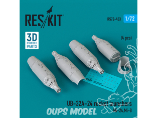 ResKit kit armement Avion RS72-0453 Lance-roquettes UB-32A-24, 4 pièces, imprimés en 3D 1/72