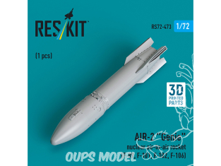 ResKit kit armement Avion RS72-0473 Fusée air-air nucléaire AIR-2 « GENIE » 1 pièce imprimée en 3D 1/72