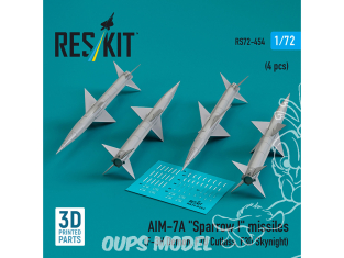 ResKit kit armement Avion RS72-0454 Missiles AIM-7A « SPARROW I » 4 pièces (imprimés en 3D) 1/72