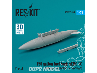 ResKit avion RSU72-0163 Réservoir de carburant de 150 gallons AERO 1C FPU-3/A USN & USM pour OV-10 A/D 1 pcs imprimé en 3D 1/72