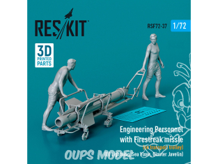 ResKit Figurine RSF72-0037 Ingénieurs avec missile Firestreak chariot transport EE Lightning, Sea Vixen, Gloster Javelin 1/72