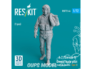 ResKit Figurine RSF72-0044 Pilote d'avion grec A-7 Corsair II en position debout Type 2 1pièce imprimé en 3D 1/72