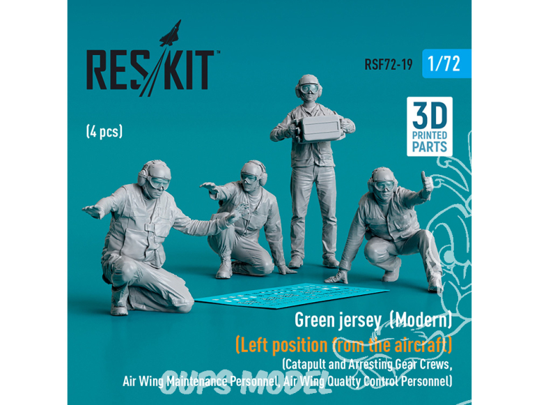 ResKit Figurine RSF72-0019 Maillot vert Moderne Position gauche de l'avion Catapulte et équipages de dispositif d'arrêt 1/72
