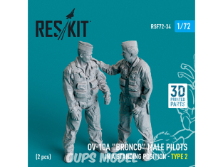 ResKit avion RSF72-0034 Pilotes masculins OV-10A Bronco en position debout type 2 2p imprimés en 3D 1/72