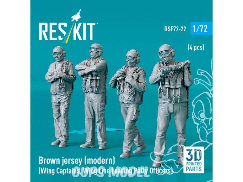 ResKit Figurine RSF72-0022 Maillot marron moderne capitaines d'escadre sous-officiers principaux de ligne d'escadre 4p 3D 1/72