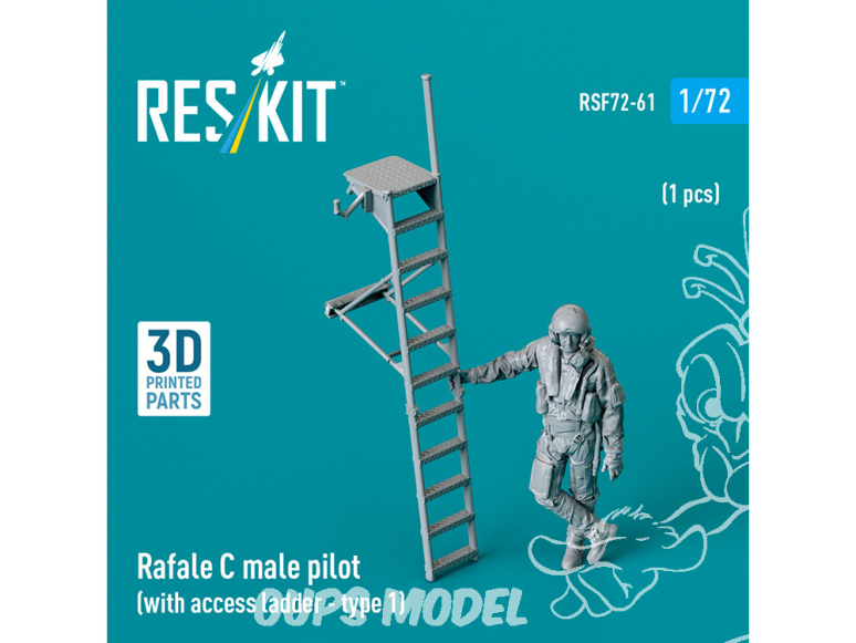 ResKit Figurine RSF72-0061 Pilote Rafale C mâle avec échelle d'accès type 1 1pcs imprimé en 3D 1/72