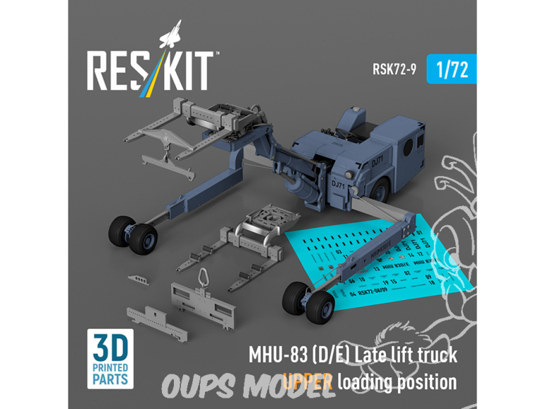 ResKit kit RSK72-0009 CHARIOT ÉLÉVATEUR MHU-83 D/E Late POSITION DE CHARGEMENT Haut IMPRIMÉ EN 3D 1/72