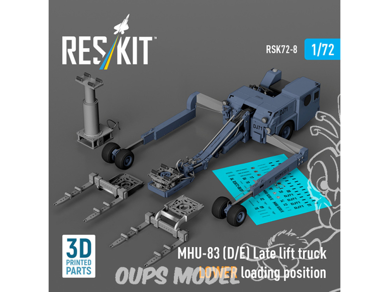 ResKit kit RSK72-0008 CHARIOT ÉLÉVATEUR MHU-83 D/E Late POSITION DE CHARGEMENT Bas IMPRIMÉ EN 3D 1/72