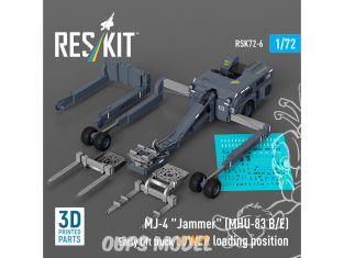 ResKit kit RSK72-0006 CHARIOT ÉLÉVATEUR MJ-4 JAMMER MHU-83 B/E, POSITION DE CHARGEMENT INFÉRIEURE 1/72